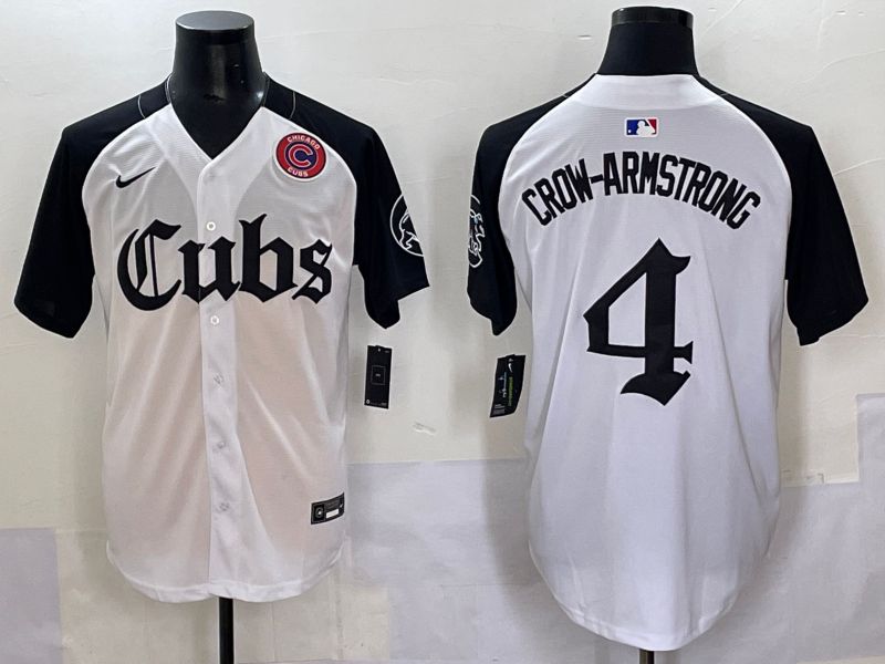 Men 2025 Chicago Cubs 4 Crow-Armstrong white black Five generations Joint Name Nike MLB Jersey style 9